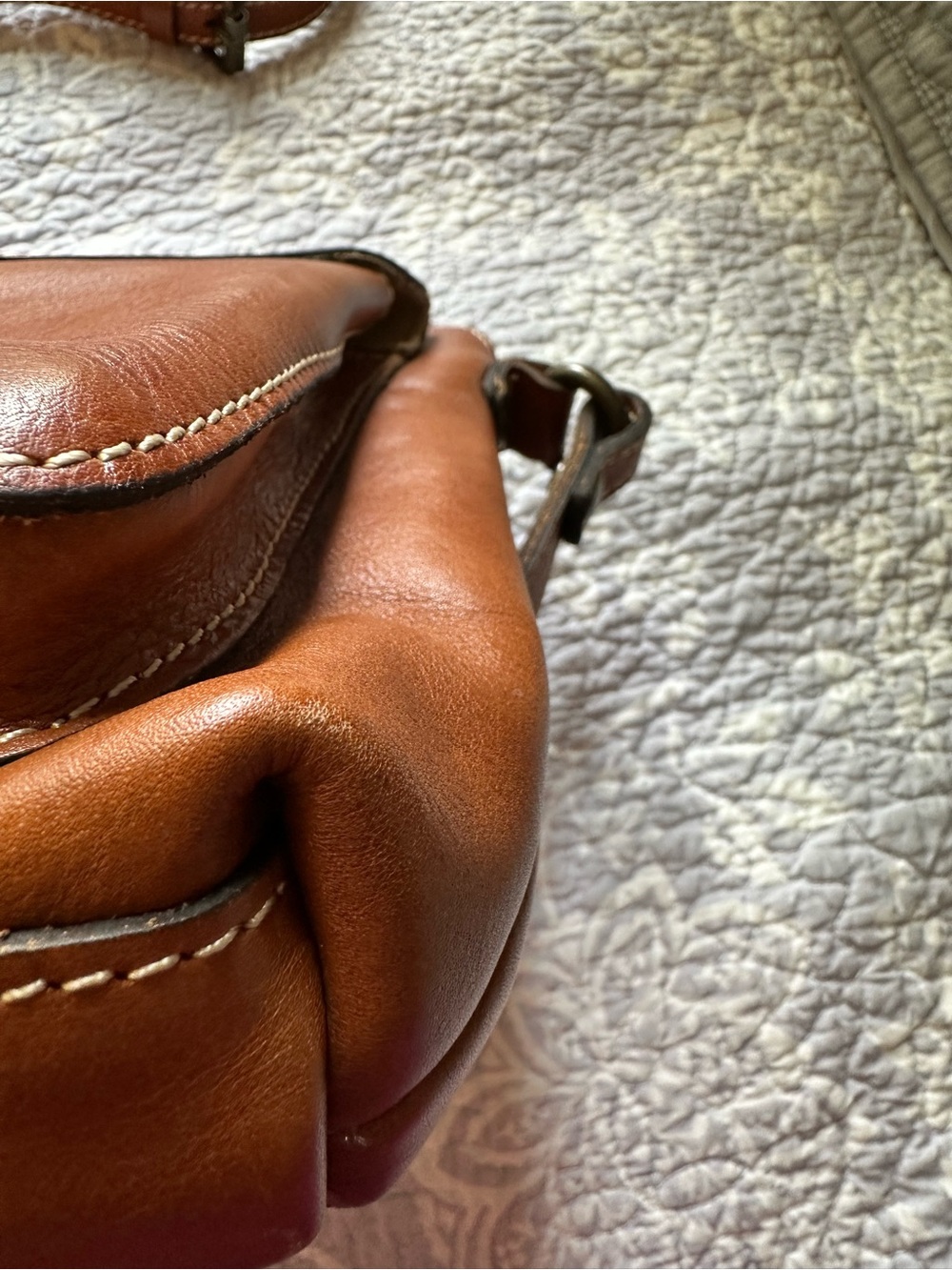 Patricia Nash Cognac Leather Crossbody purse/ Bag with Front Buckle - Picture 8 of 10